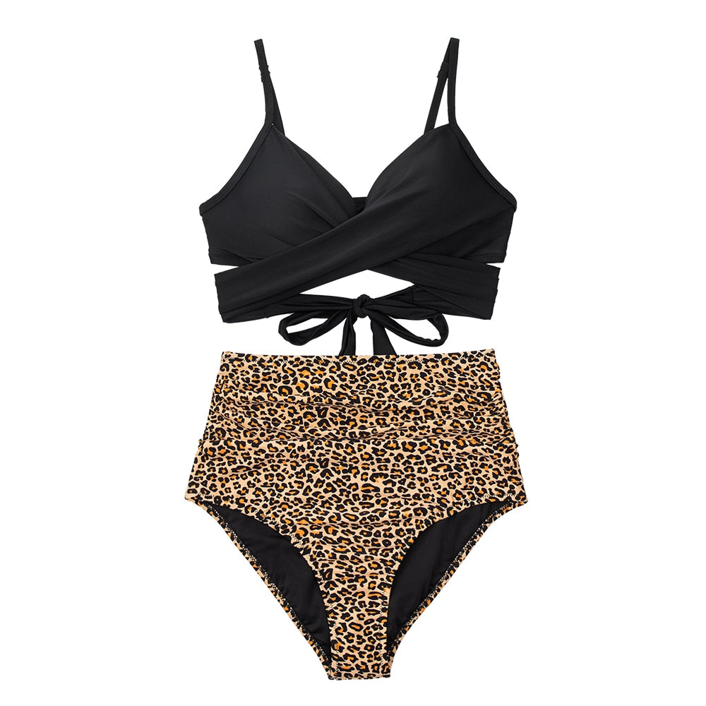 Modieuze gele Dames High Waist Bikini Bodine. Comfortabele high waist fit voor een sexy strandlook.