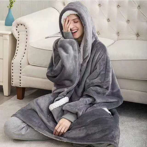 Comfortabele Warme Dekenjas™ in tijdloze stijl, perfect als huispak of relax kleding.