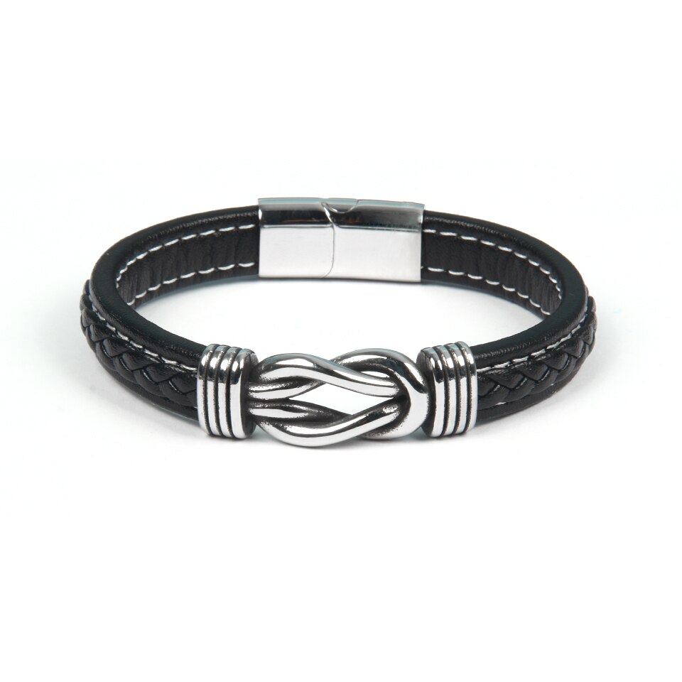 Comfortabele unisex infinity armband van soepel leer met stevige knoop. Ideaal voor dagelijks modegebruik.