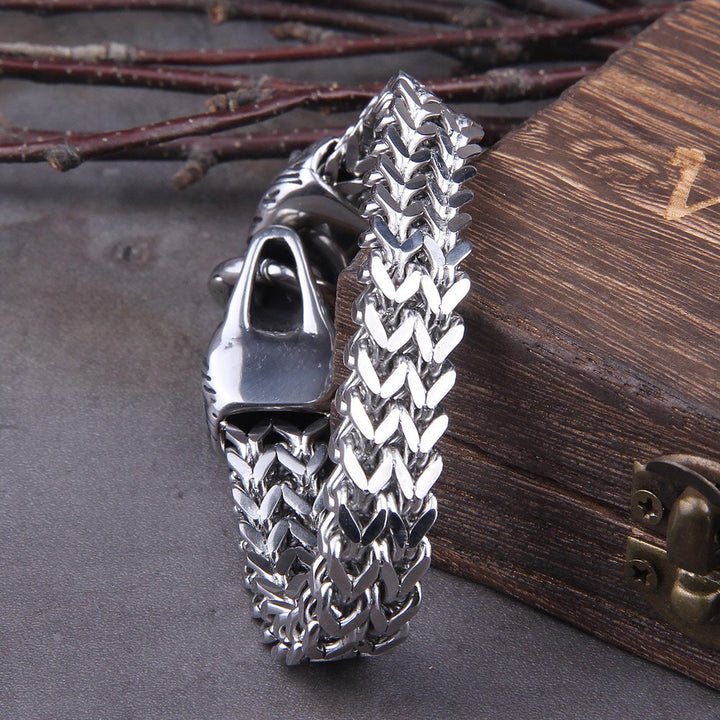 Stijlvolle zilveren Viking wolf armband, perfect herencadeau. Noors mythologie sieraad.