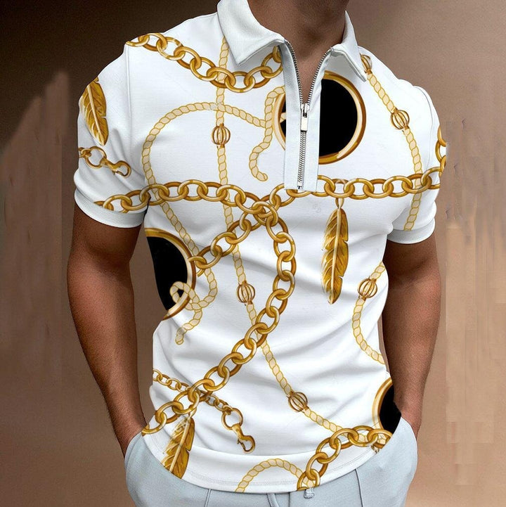 Modieuze herenpolo met rits en ruitpatroon. Comfortabel shirt met korte mouwen voor elke casual gelegenheid.