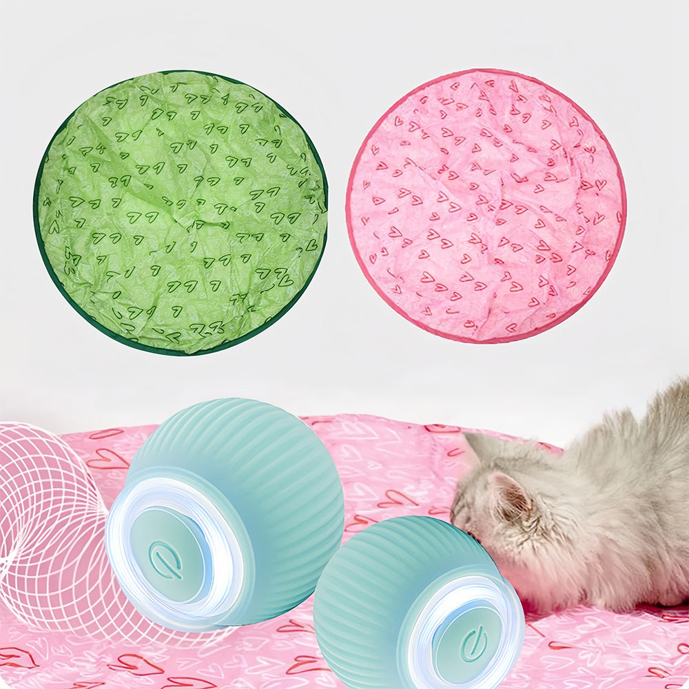 Het WhiskRoll bewegend kattenspeeltje rolt speels over de vloer en vangt de aandacht van de kat.