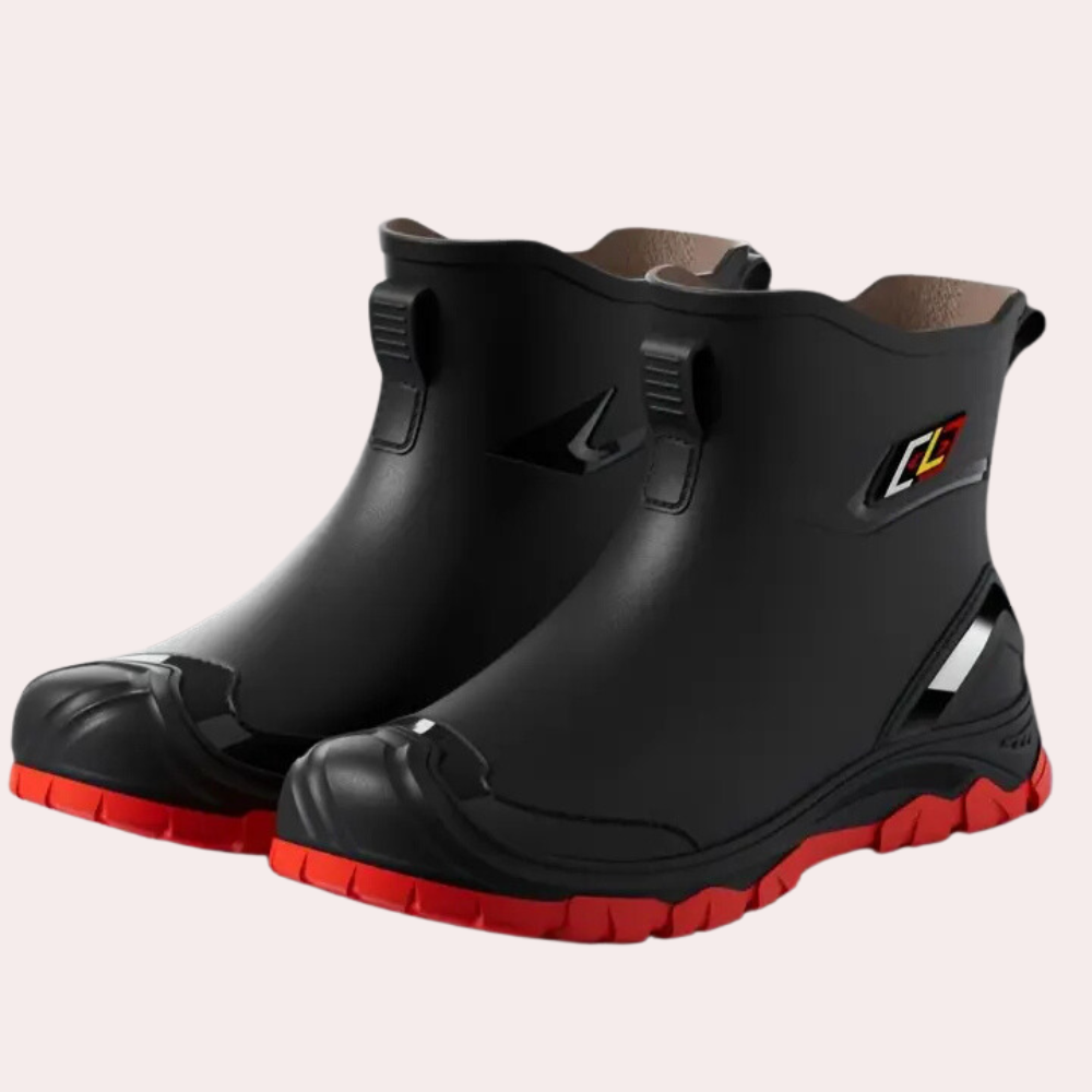 Zwarte winterlaarzen Felix voor heren met geavanceerde antislip grip, essentieel voor veiligheid op gladde ondergrond.