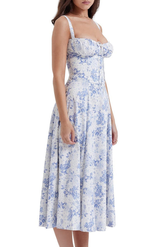 Casual gebloemde jurk met tailleaccent, trendy lente/zomer kleding voor elke gelegenheid.