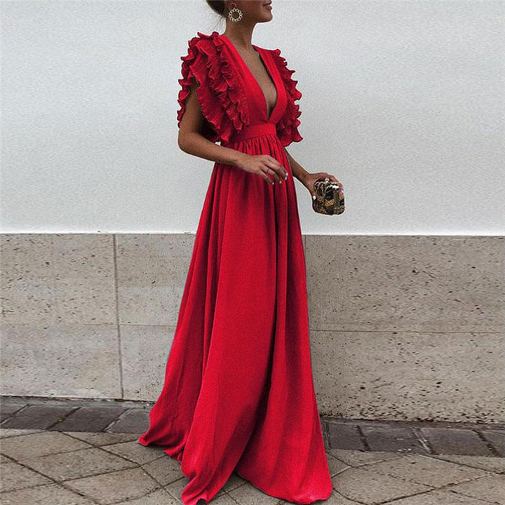 Lange dames maxi jurk met elegante snit, comfortabel voor de hele dag. Perfecte feestjurk, zomerjurk of avondjurk.