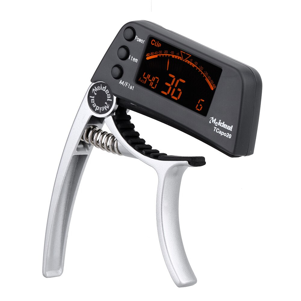 Nauwkeurige chromatische gitaartuner en capo in één. Ideaal voor stemmen van gitaar, ukelele en mandoline.