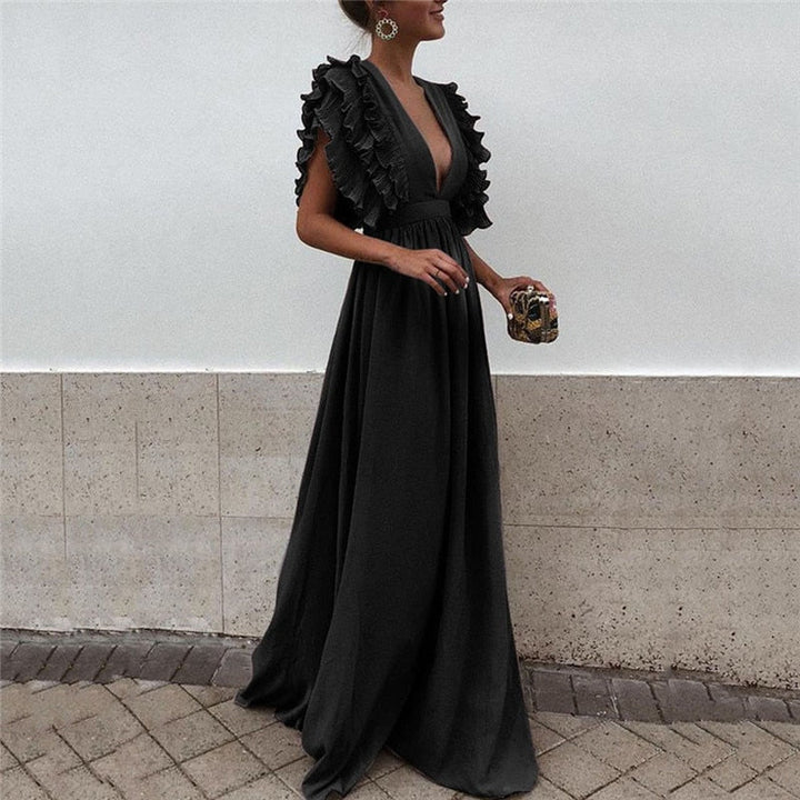 Stijlvolle, comfortabele dames maxi jurk. Lange, elegante jurk voor elke gelegenheid: zomerjurk, feestjurk of avondjurk.
