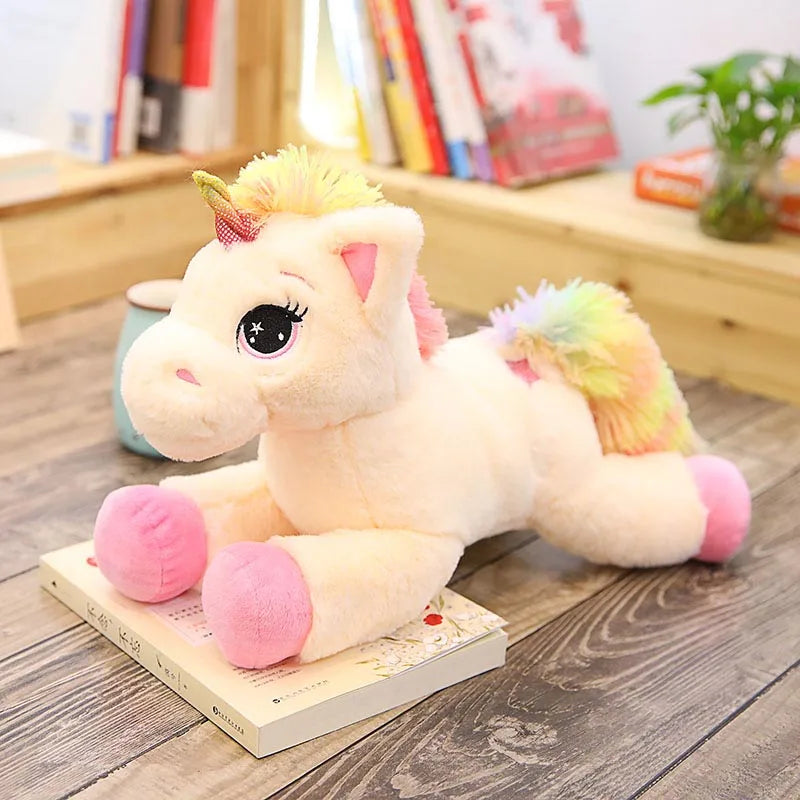 Groot 80 cm regenboog eenhoorn knuffelbeest, zacht pluche speelgoed voor kinderkamer decoratie en als cadeau.