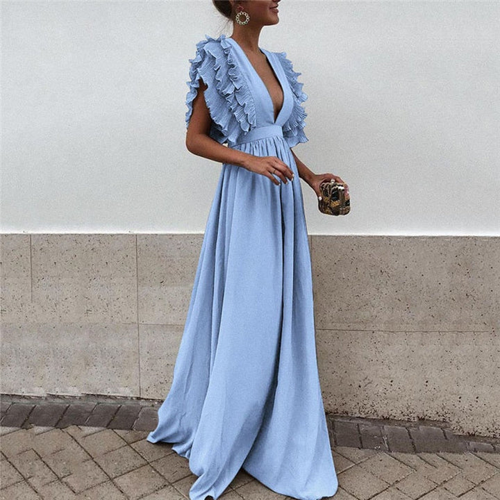 MacksDress lange maxi jurk voor dames, stijlvol en veelzijdig. Comfortabele damesjurk, geschikt als zomerjurk of avondjurk.