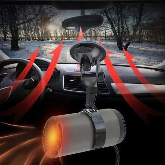 Draagbare 12V autoverwarming en ontdooier voor snelle ruitontdooiing, essentieel winteraccessoire voor de auto.