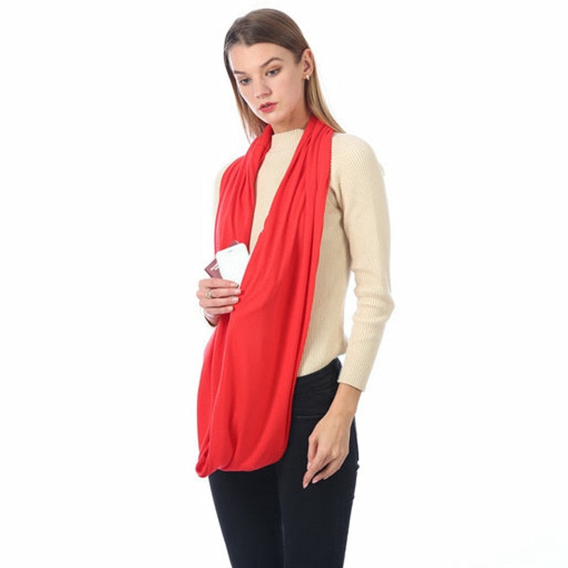 Trendy dames sjaal met verborgen zak, een must-have voor veilige reis en dagelijks gebruik.