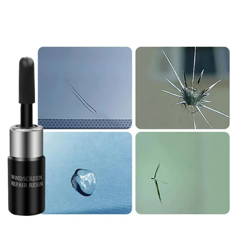 Compacte verpakking van de professionele glasreparatieset voor autoruiten. Complete oplossing voor glasschade.