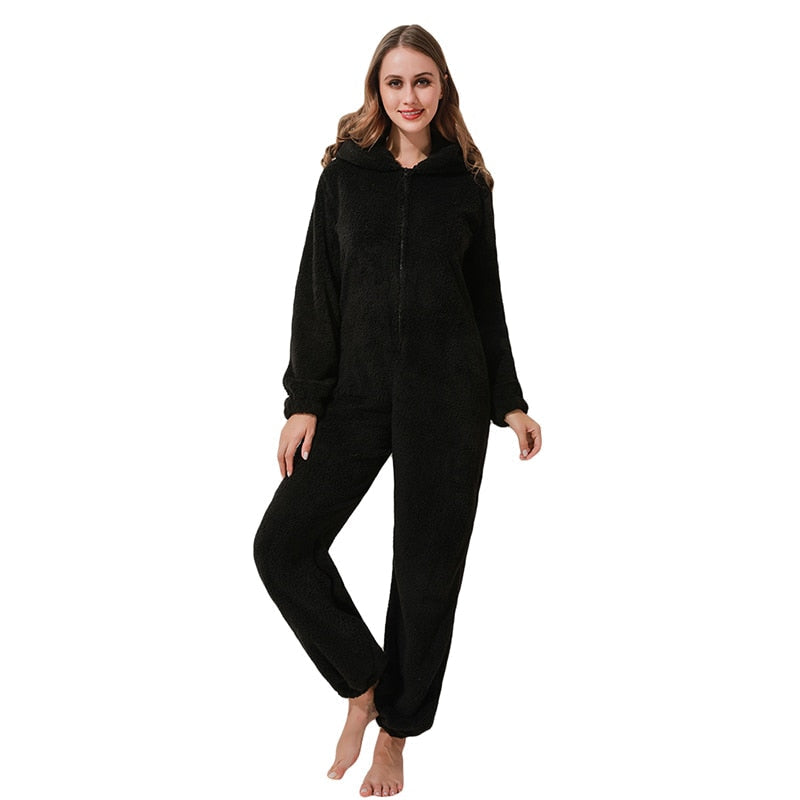 Dames relaxkleding jumpsuit, gevoerd voor extra warmte en ontspanning thuis in de winter.