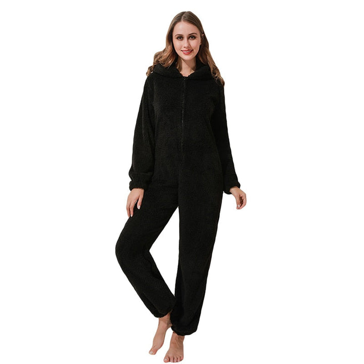 Dames relaxkleding jumpsuit, gevoerd voor extra warmte en ontspanning thuis in de winter.