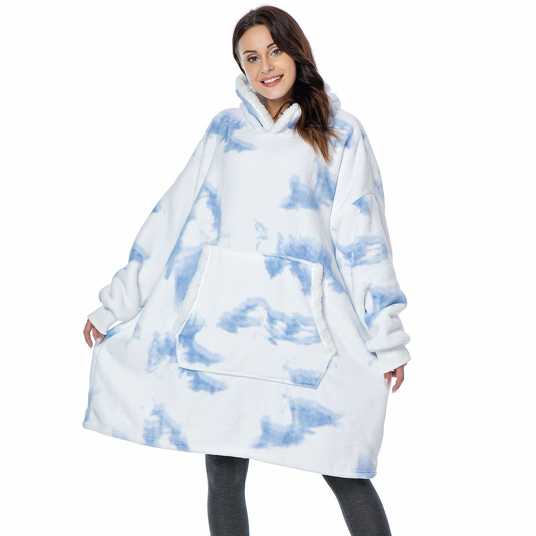 Pluizige uniseks deken hoodie, ideaal als warm en comfortabel cadeau.