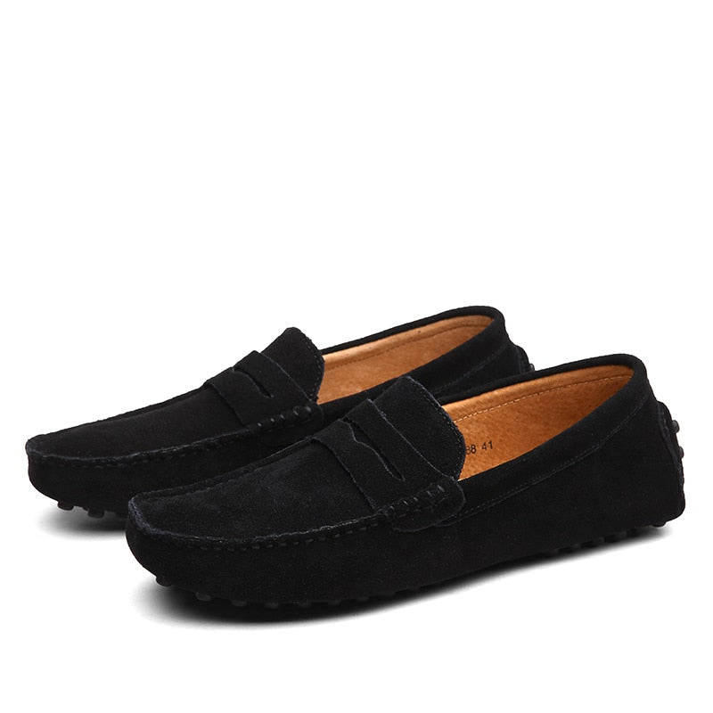 Stijlvolle zwarte Italiaanse heren loafers, perfecte casual schoenen voor een chique look.