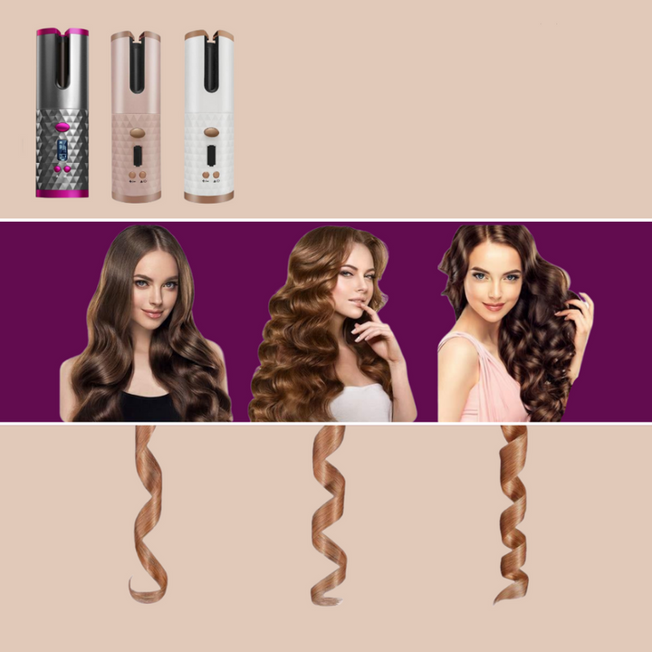 Keramische draadloze krultang voor snelle haarstyling; creëer prachtige krullen overal, zonder snoer.