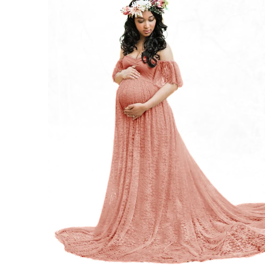 Elegante en comfortabele lange zwangerschaps maxi jurk voor dames. Ideaal voor groeiende buiken.