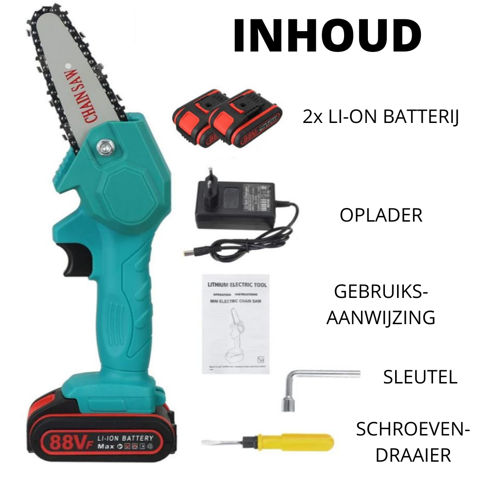 Compacte elektrische snoeizaag met krachtige motor, ideaal voor precisie bomen snoeien.