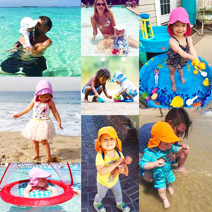 Sneldrogende kinder bucket hat met nekbescherming. Biedt UV-bescherming, ideaal voor strand en zwembad.