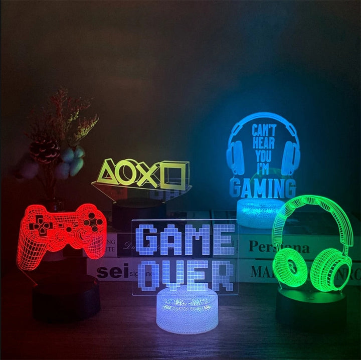 Accent verlichting voor je gamekamer: een LED gaming nachtlamp met unieke flair en design.