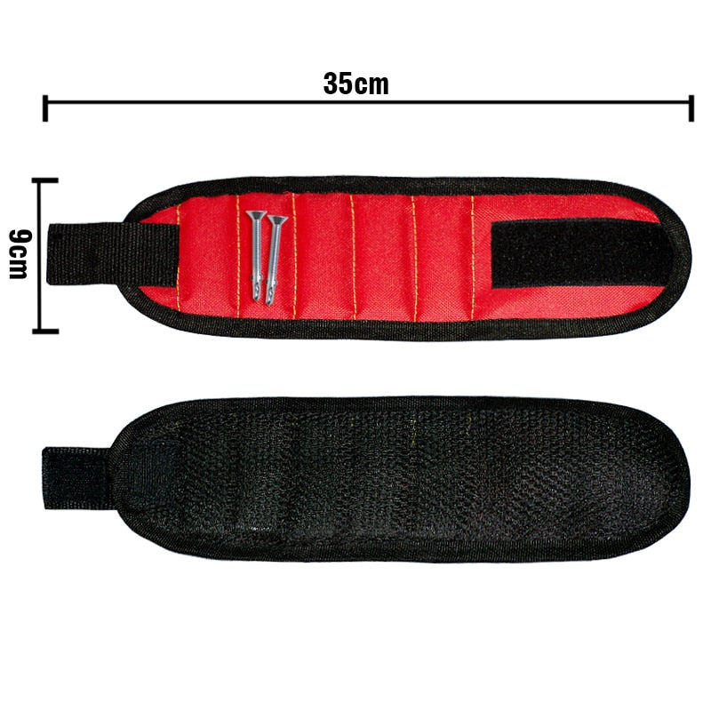 Nooit meer schroeven kwijt! Sterke magnetische polsband voor spijkers, schroeven en bits, perfect voor elke klusser.