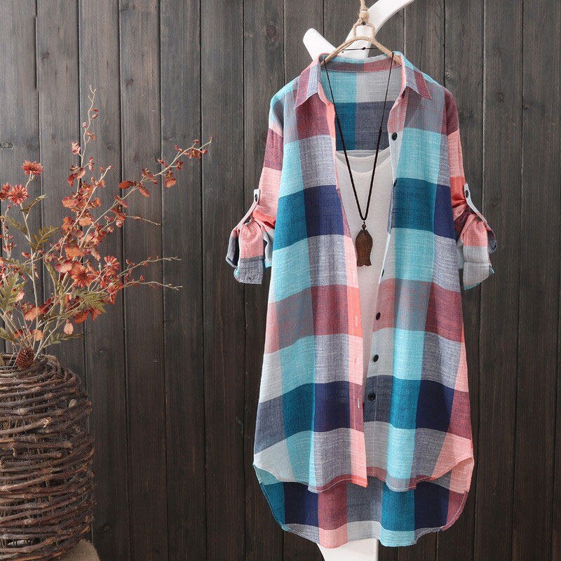 OversizedShirt™: stijlvolle geruite oversized damesblouse, trendy en comfortabel voor alle gelegenheden.