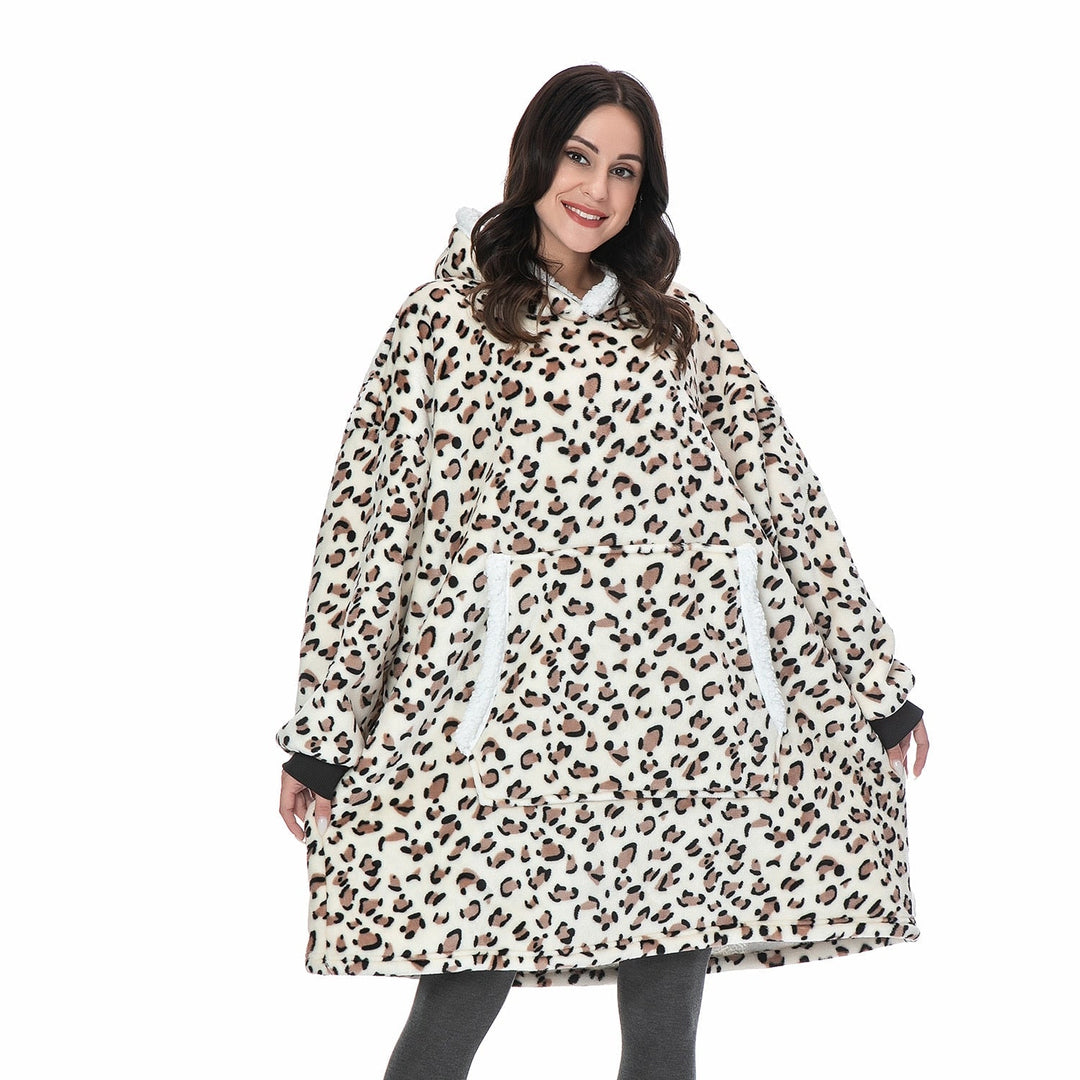 Comfortabele loungewear deken met capuchon, perfect voor elk seizoen.