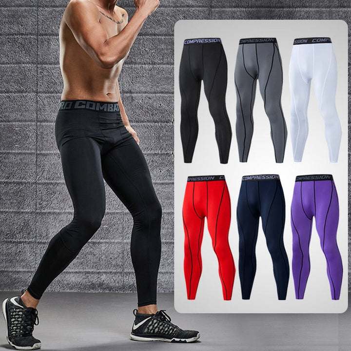 Slim fit heren fitness legging met stretch, ideaal voor gymkleding en actieve workouts.