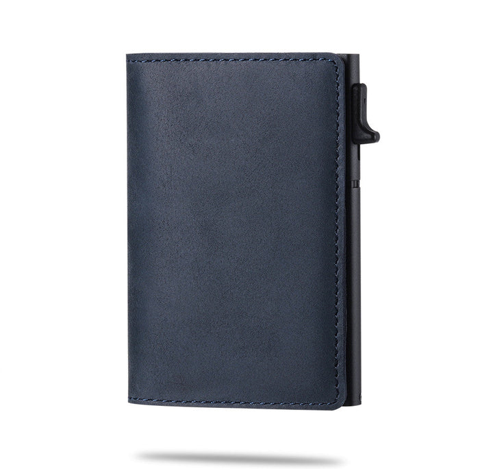Moderne zwarte AirTag portemonnee voor heren, slank en functioneel met GPS tracking. Perfecte creditcardhouder.