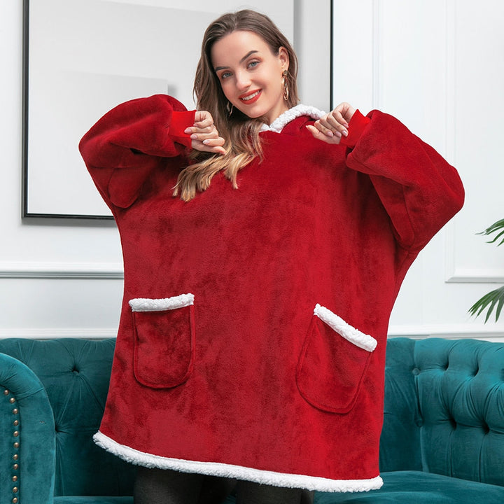 Luxe uniseks hoodie deken, ultiem zacht voor een relaxte winter.