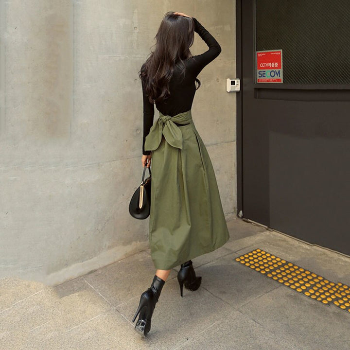 Dames halflange rok, creëert een elegante en veelzijdige outfit voor modebewuste vrouwen, casual of zakelijk.