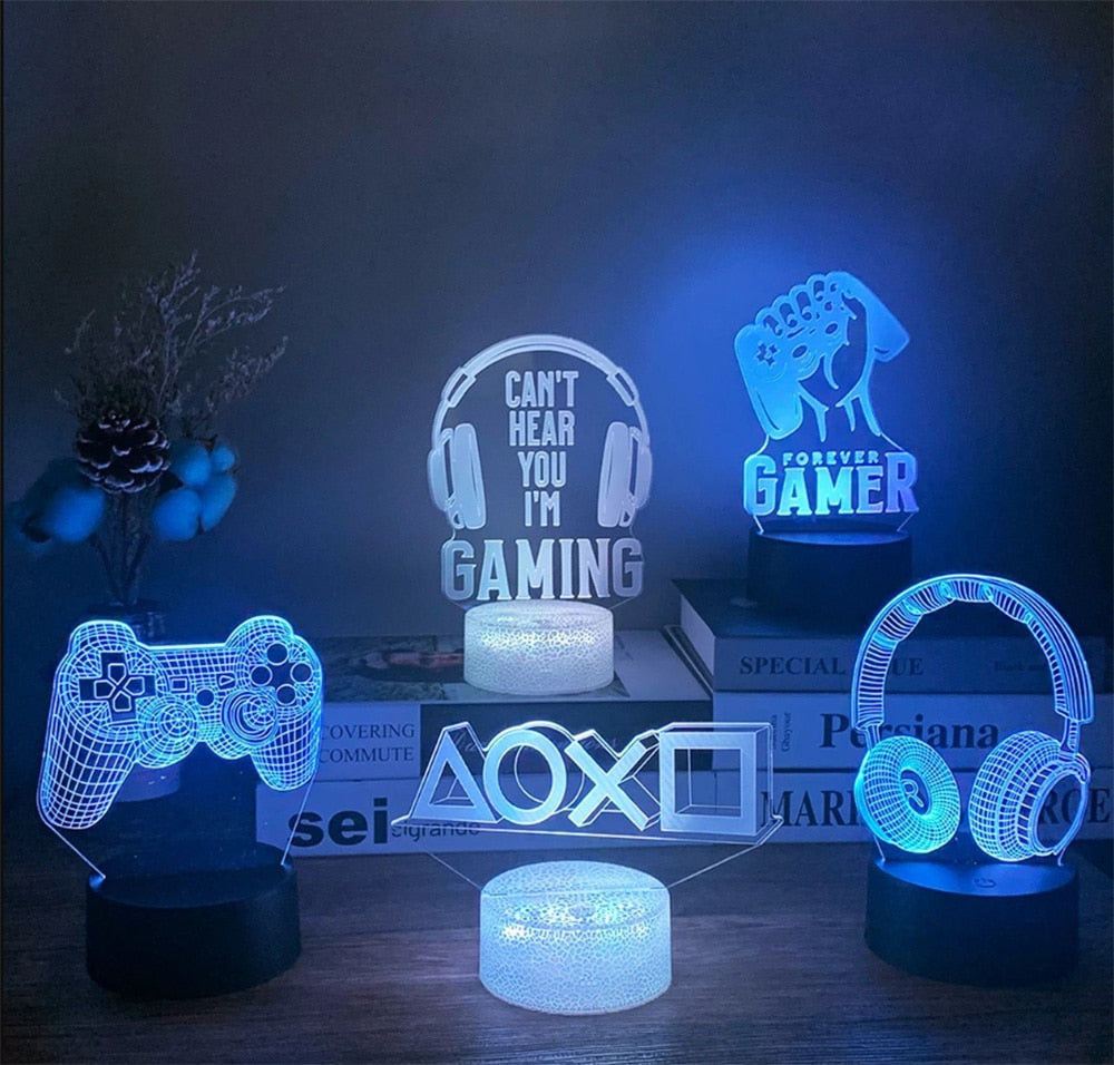Trendy woondecoratie: een gaming nachtlamp met LED voor een sfeervolle ambiance in huis.