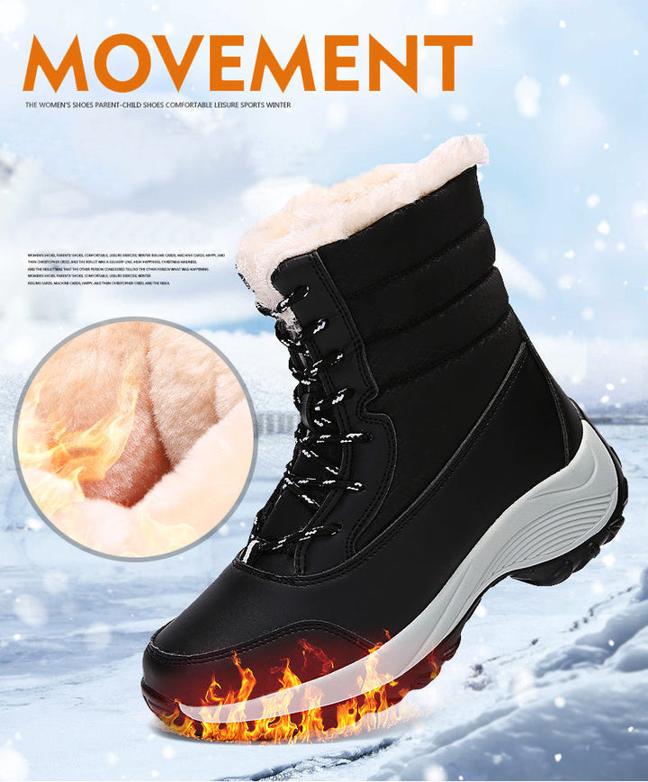 Duurzame warme winterlaarzen voor vrouwen, met stevige zool en pluche voering voor langdurig comfort en warmte in de winter.