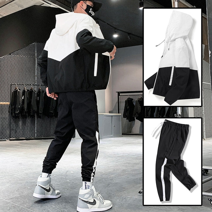 Detail van het trendy heren joggingpak Jody, perfect als comfortabele sportkleding of casual outfit.