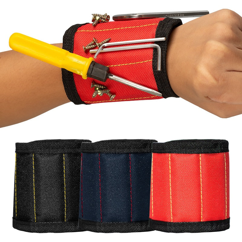 Handige magnetische polsband voor doe-het-zelf projecten. Houdt kleine onderdelen zoals moeren en boortjes veilig vast.