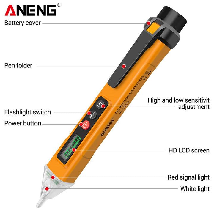Gebruiksvriendelijke elektriciteitstester pen, meet AC/DC spanning contactloos en draagbaar voor al uw werk.
