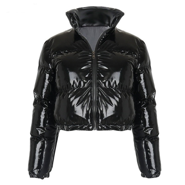Zilveren Pia pufferjack dames, trendy en modieuze winterjas, opvallende bovenkleding.