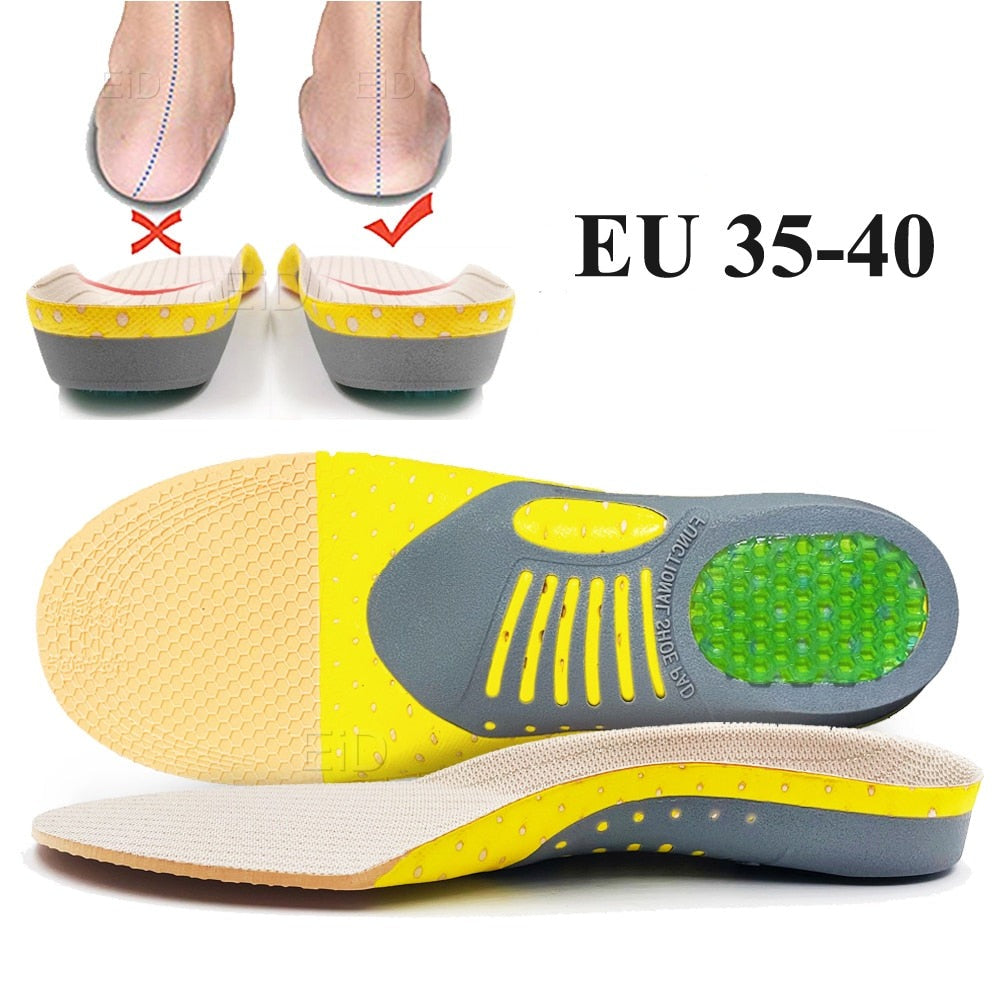 Comfortabele inlegzolen voor pijnverlichting bij rug-, knie- en voetklachten; orthopedisch design.