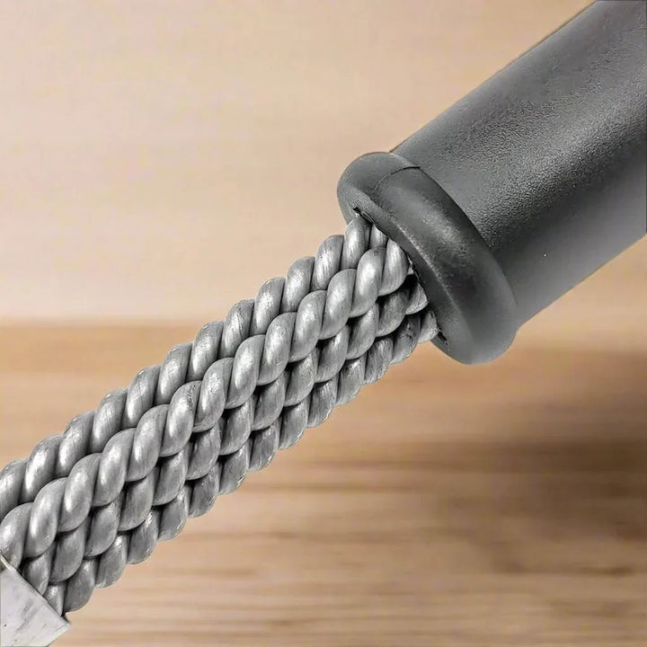 Ergonomisch handvat van de duurzame RVS BBQ borstel, voor comfortabel en veilig grillrooster schoonmaken.