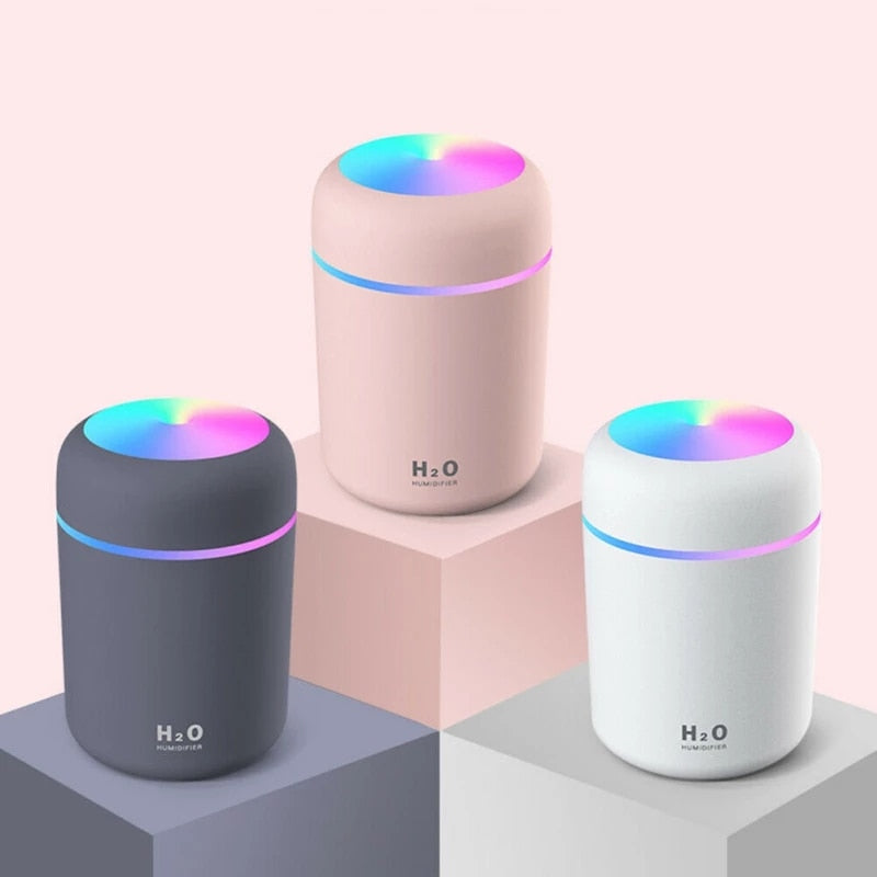 H2O luchtbevochtiger met diffuser en sfeerverlichting, ideaal voor huis, kantoor en welzijn. Frisse lucht.