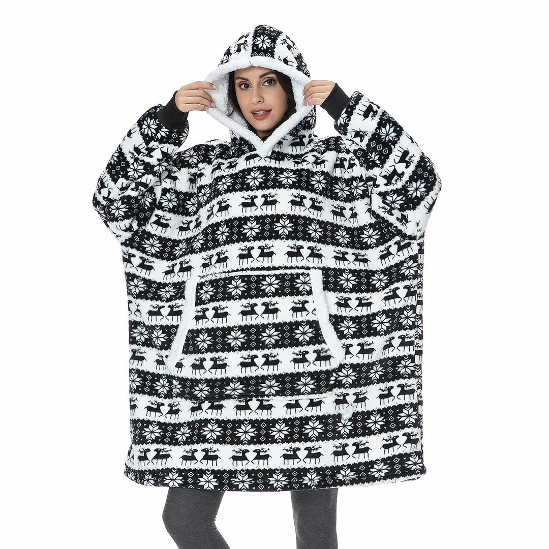 Warme loungewear deken met capuchon en mouwen voor ultiem gemak.