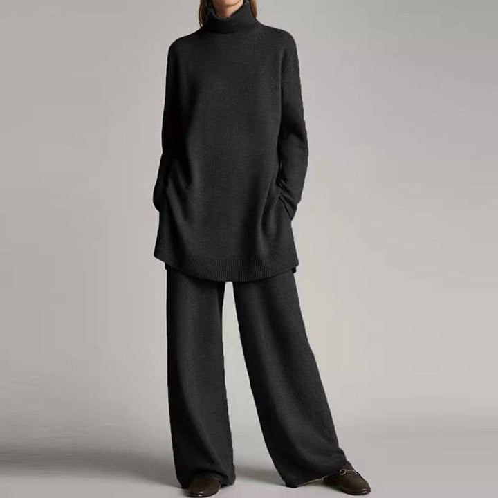 Complete dames casual set: warme coltrui en broek, elastisch en slijtvast voor dagelijks gebruik.