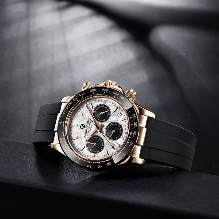 Luxe herenhorloge met saffierglas en zilverkleurige wijzerplaat, RVS quartz polshorloge voor een stijlvolle look.