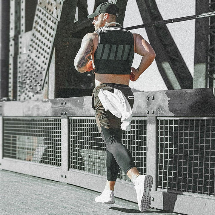 Heren hardloopbroek met trendy camouflage print. Stijlvolle en functionele sportkleding voor training en running.
