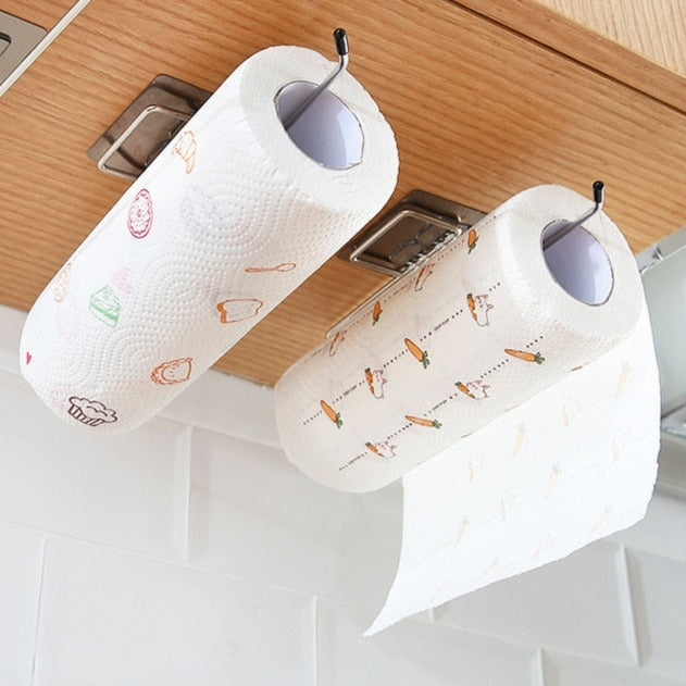 Set van 2 RVS keukenrolhouders voor een georganiseerde keuken. Zonder boren te bevestigen. Modern design.