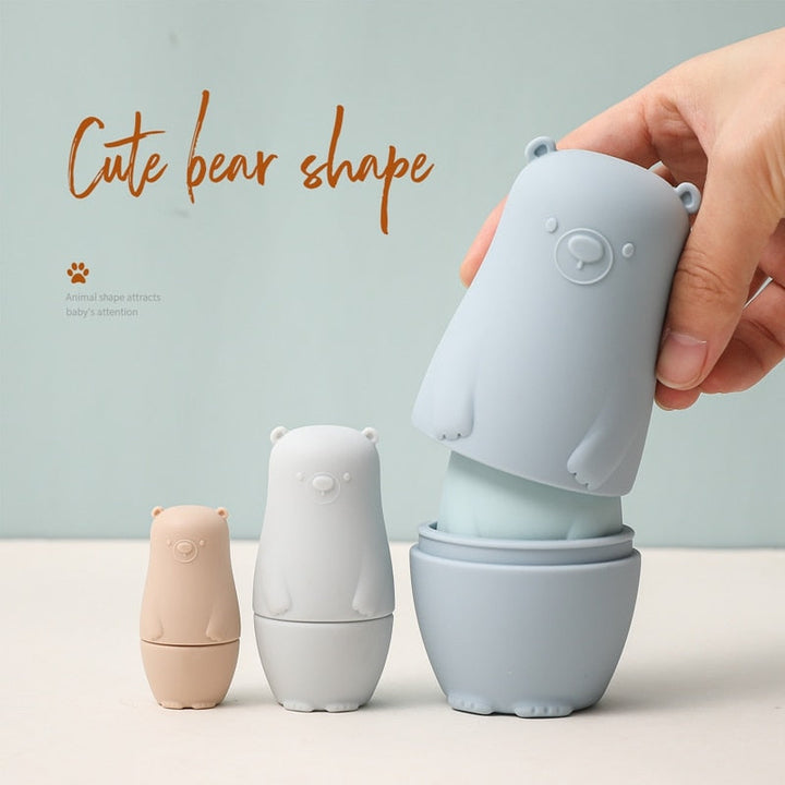 Veelzijdig educatief kinderspeelgoed: siliconen stapelpoppetjes voor motoriek en badplezier.