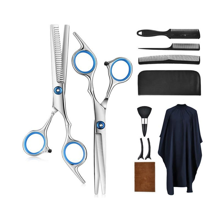 Complete 10-delige Pro DIY kappersset voor thuis haarknippen, met roestvrijstalen scharen voor unisex gebruik.