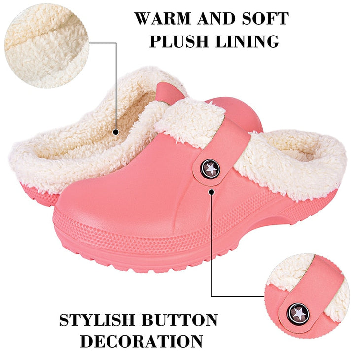 Unisex pluche pantoffels met waterdichte zool, ideaal voor comfort in huis.