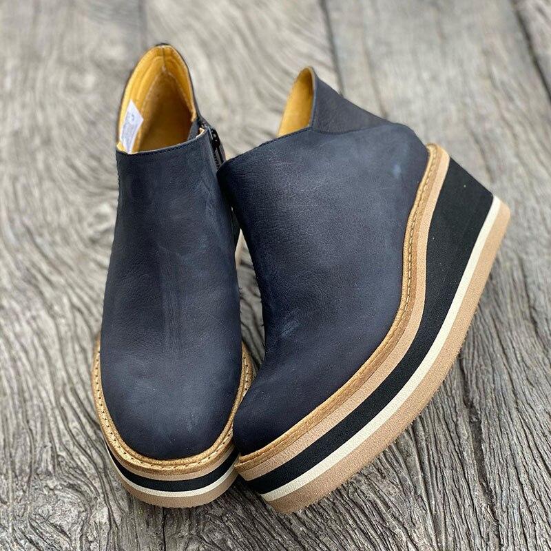 Dames comfortabele plateau enkellaarsjes Mira, modern design en comfortabele pasvorm voor de hele dag.